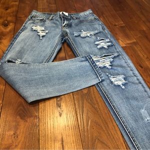 One Teaspoon Awesome Baggies Straight distressed  Denim Jeans Blue Size 24